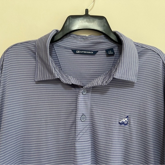 Cutter & Buck Men's Forge Pencil Stripe Stretch Polo Smokey Purple Gray, sizeL - Picture 3 of 6